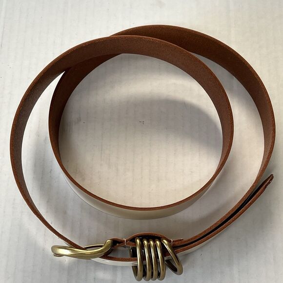 Anthropologie Multi-Keeper Brass Loops Cream Cow Leather Belt Plus Size 3XL - Picture 7 of 16